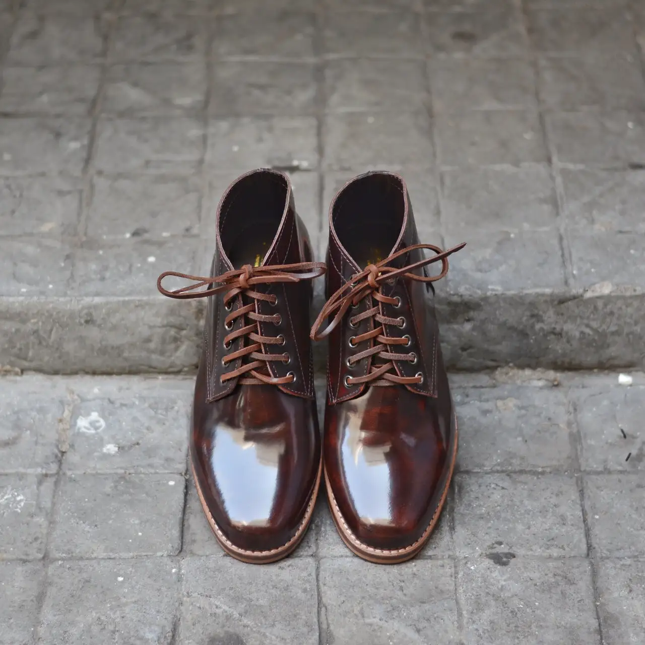 446 Derby Hi-Cut Burgundy Wooden Soles