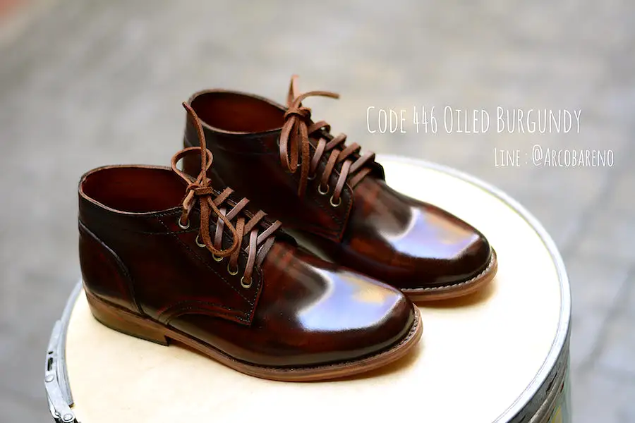 446 Derby Hi-Cut Burgundy Wooden Soles