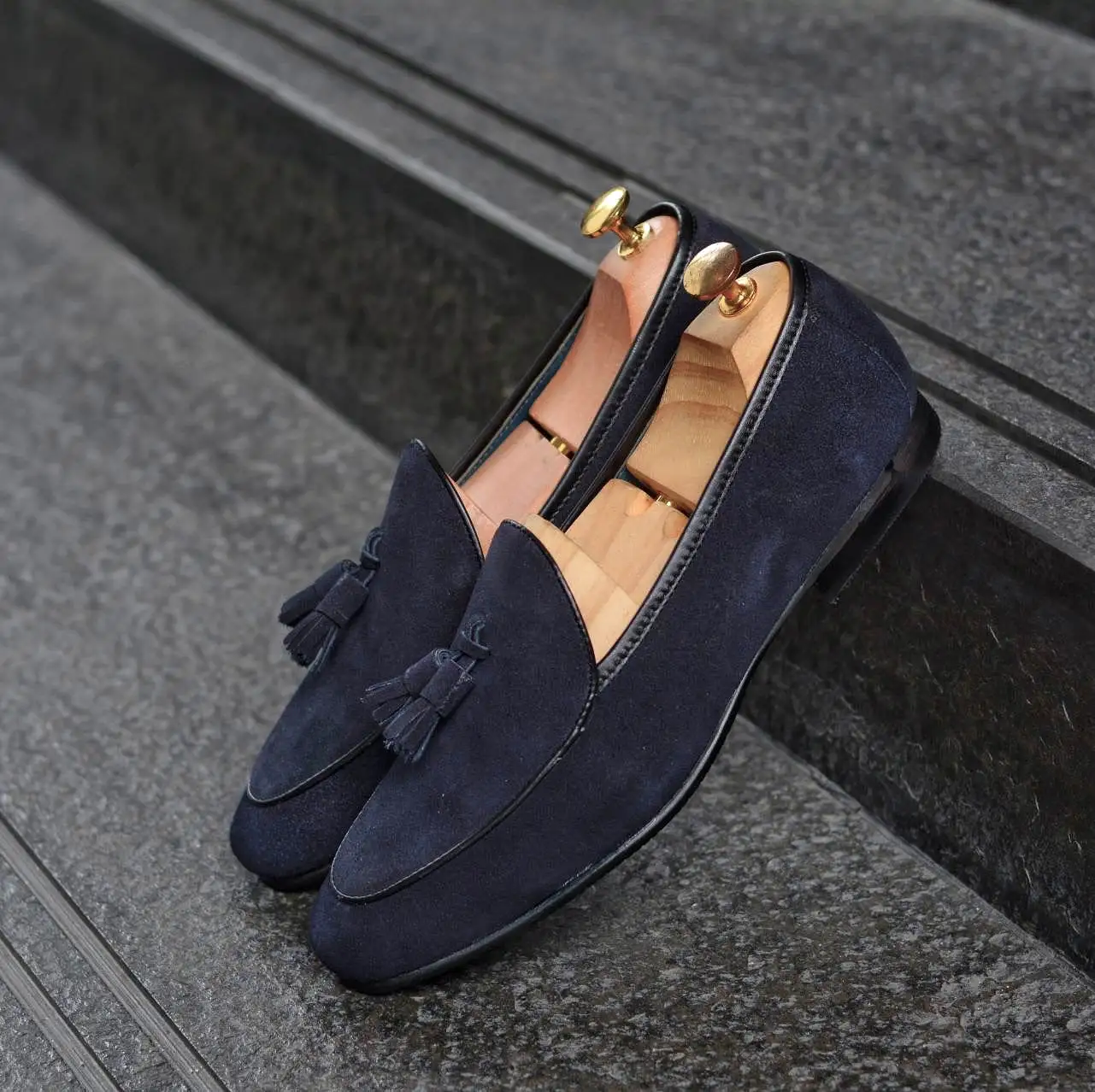 503-2 Belgian Loafers Suede Blue