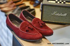 503-2 Suede Tassel Cherry Belgian Loafers