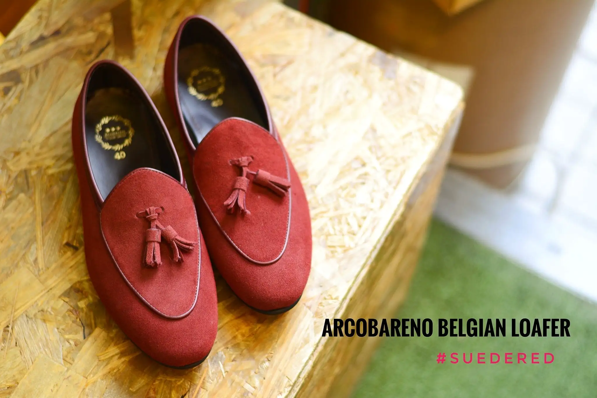 503-2 Suede Tassel Cherry Belgian Loafers