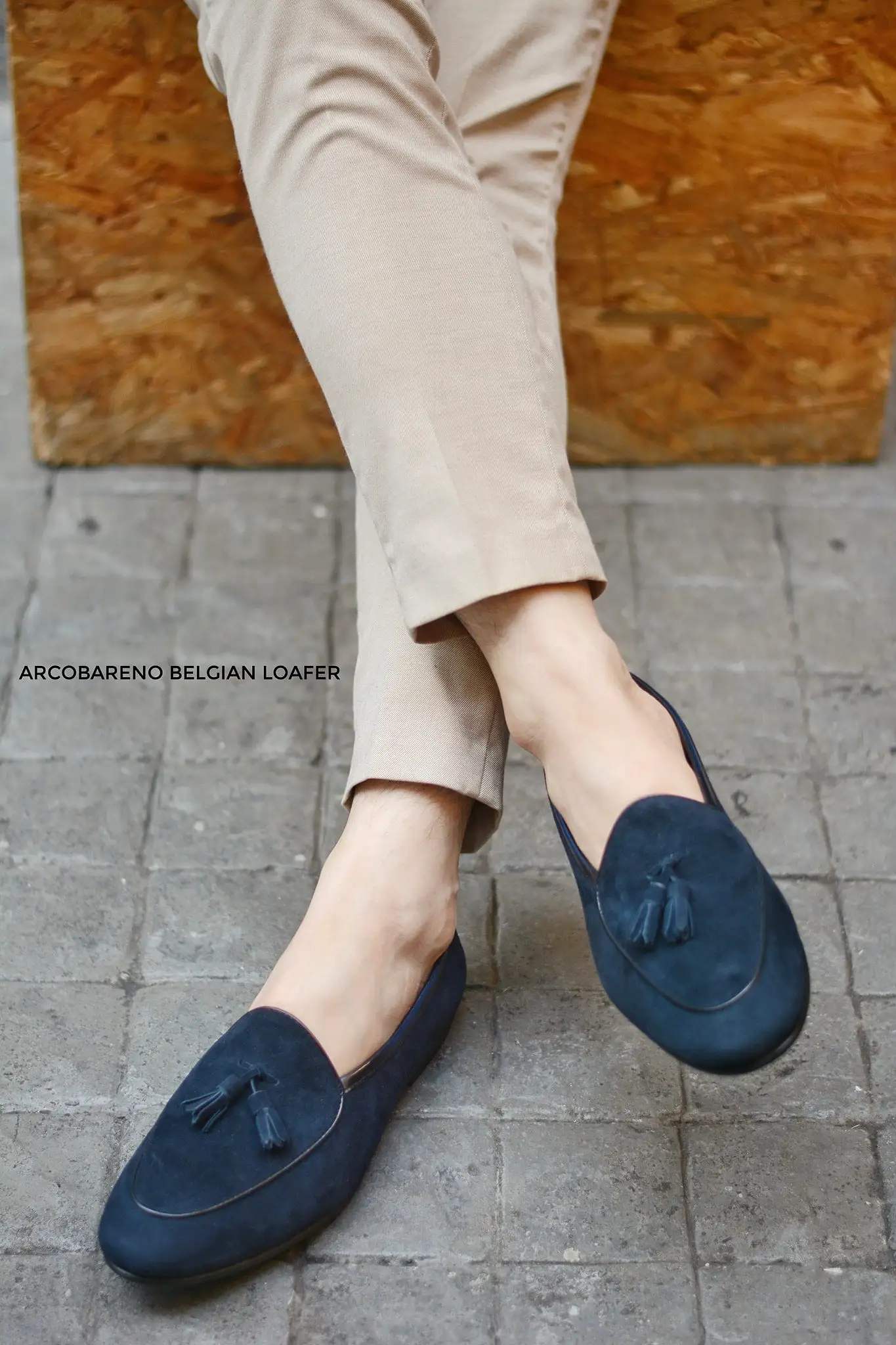 503-2 Tassel Suede Dark Aqua Belgian Loafers