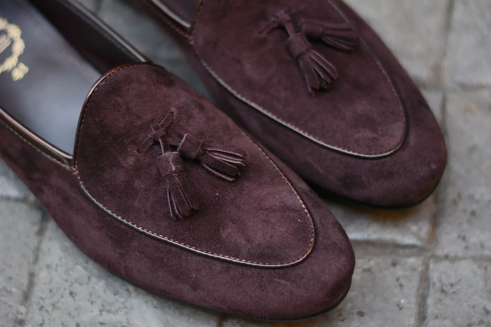 503-2 Tassel Suede Dark Brown Belgian Loafers