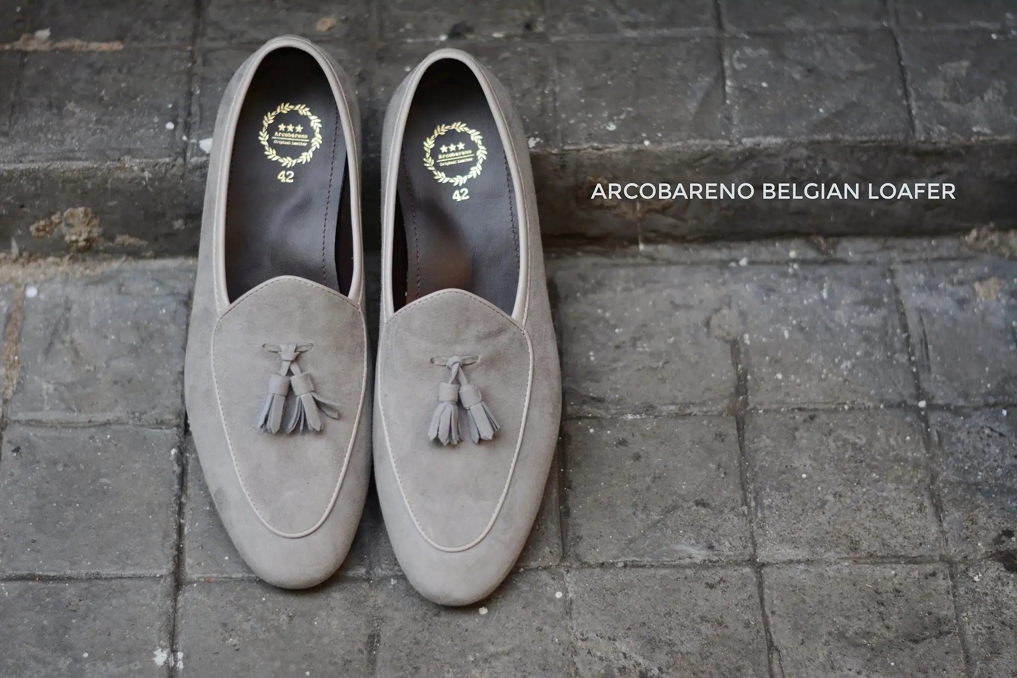 503-2 Tassel Suede Grey Belgian Loafers