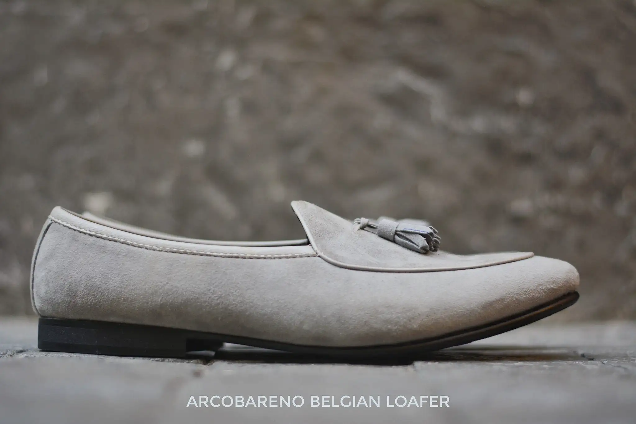 503-2 Tassel Suede Grey Belgian Loafers