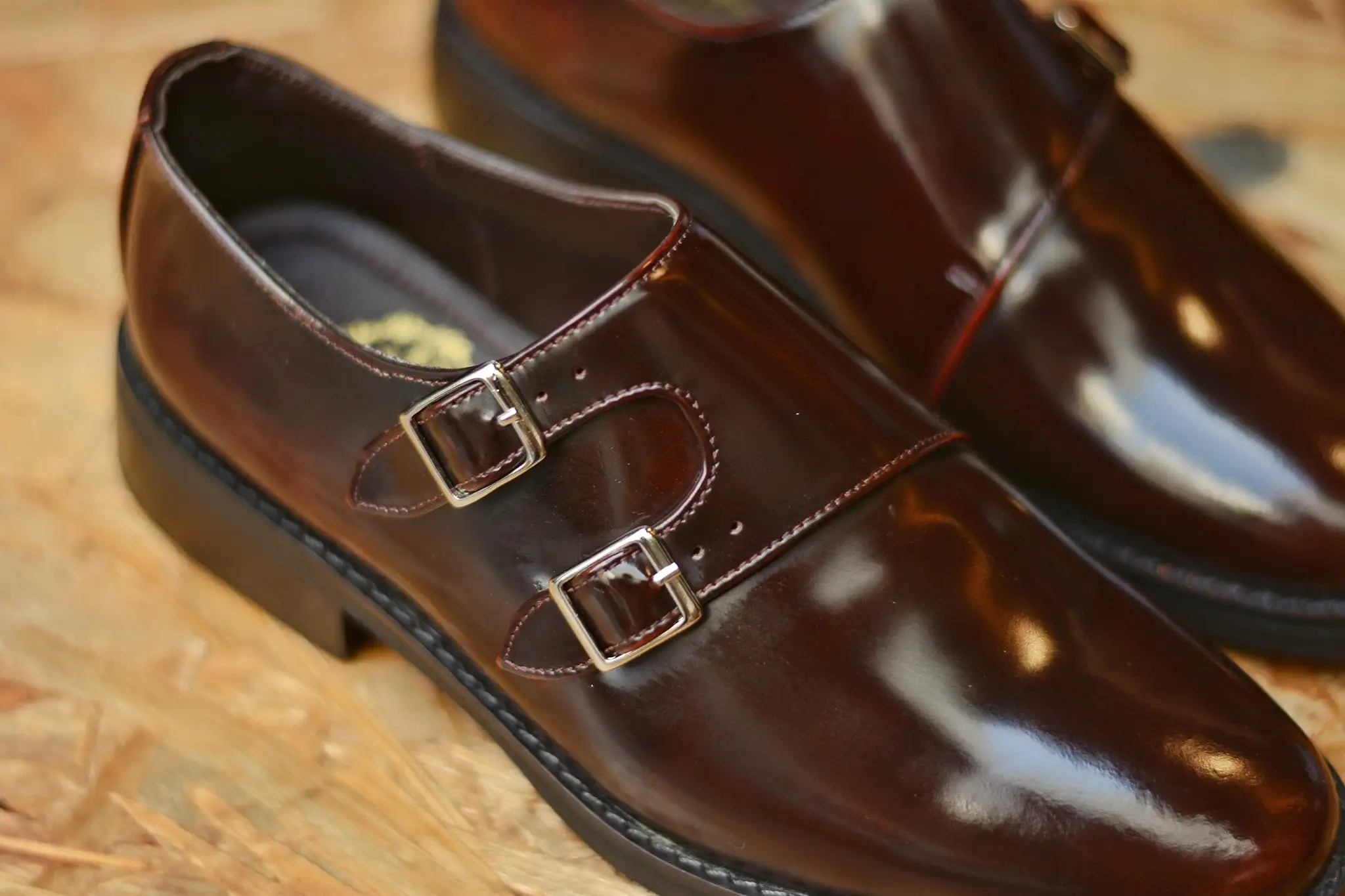 504-2  Double Monk Strap Burgundy