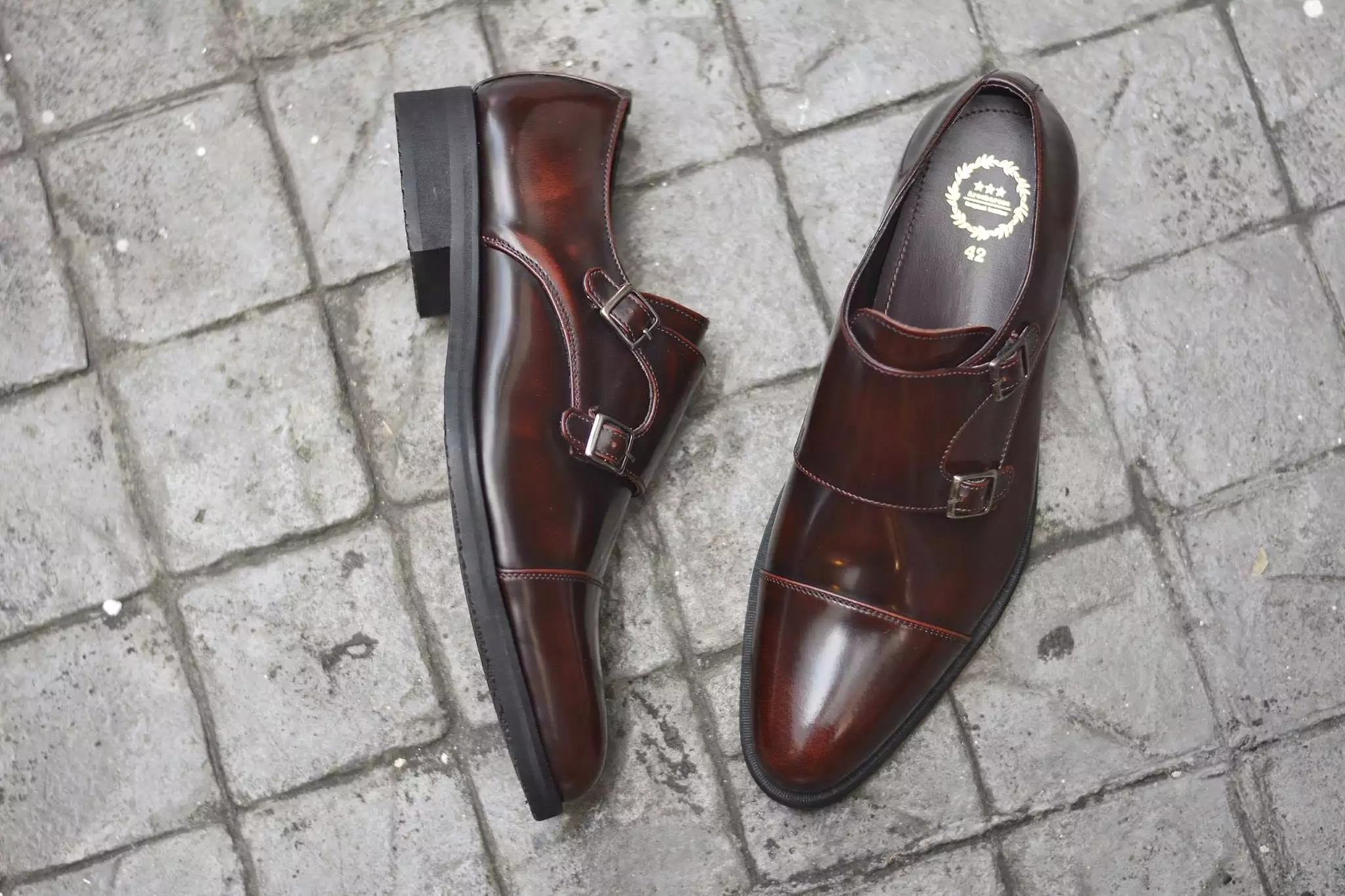 504 New Double Monk Strap Burgundy