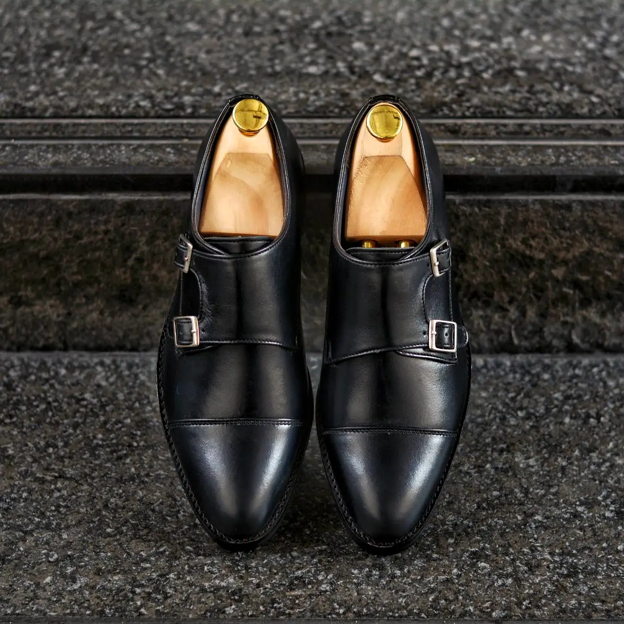 504 New Double Monk Strap Matt Black