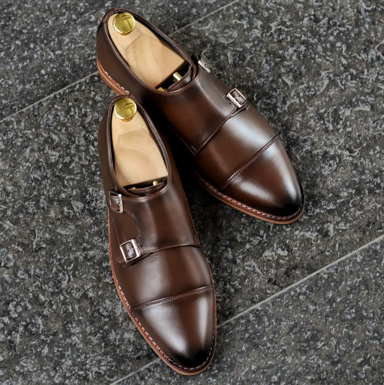 504 New Double Monk Strap Mocha Painted