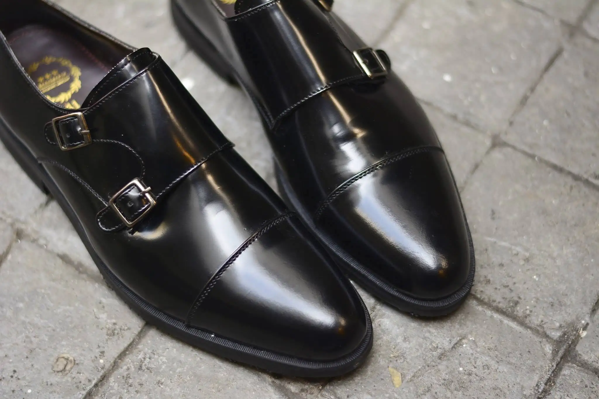 504 New Double Monk Strap Piano Black