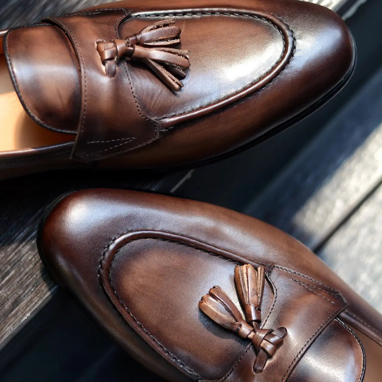 505 Strap Tassel Loafer Patina Paint