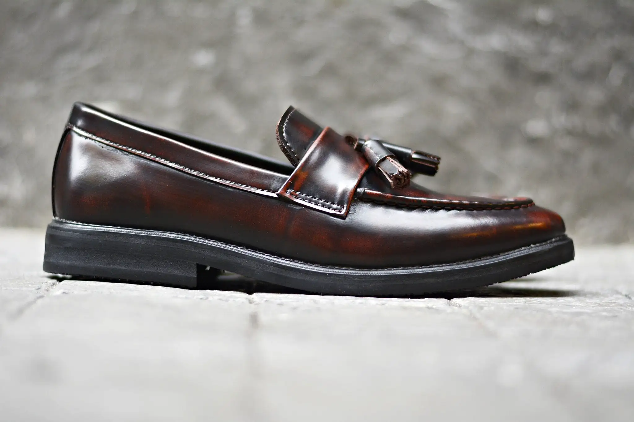 505 Tassel Loafer Strap Burgundy x Black Soles