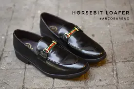 702-1 Horsebit Black Loafer Black Rubber Base