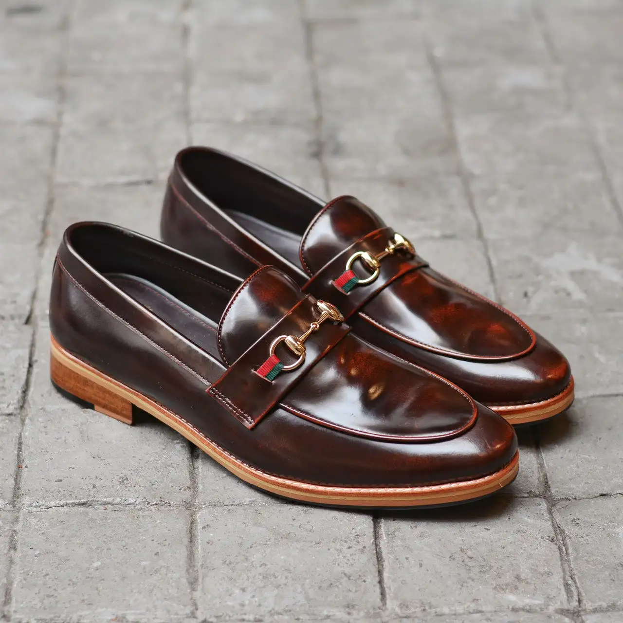 702-2 Horsebit Burgundy Loafer Wooden Sole