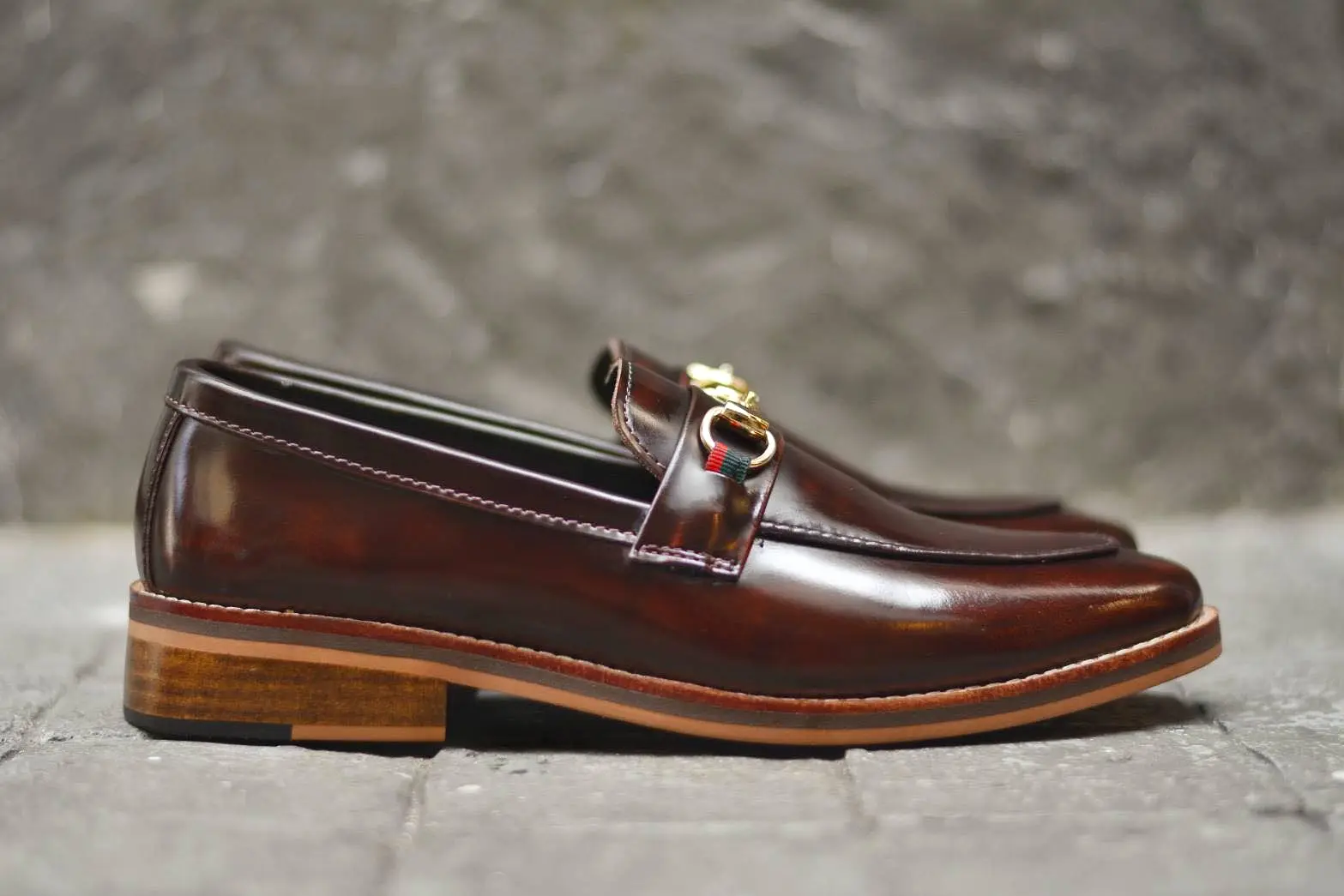 702-2 Horsebit Burgundy Loafer Wooden Sole