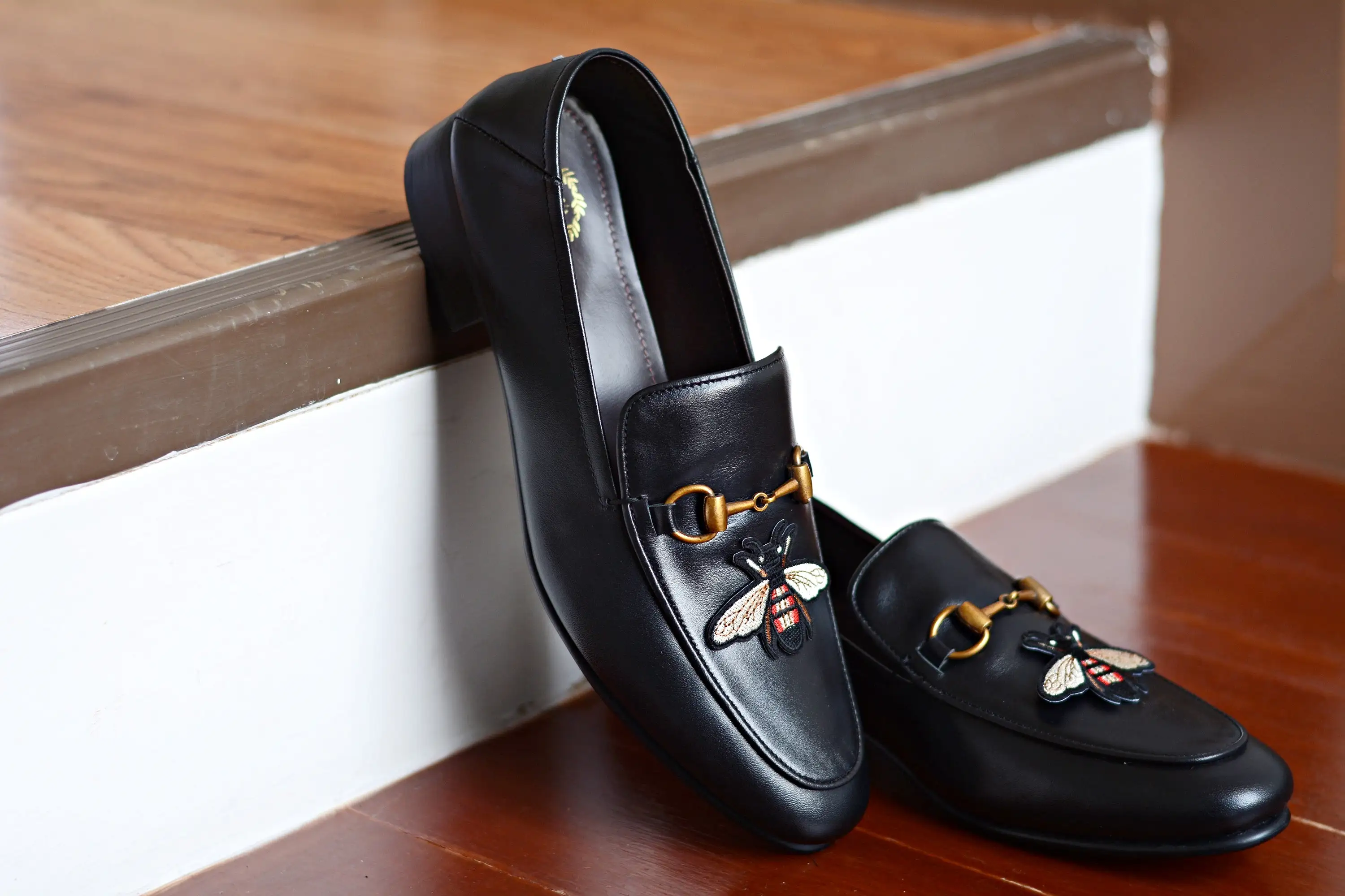 702 2n1 Horsebit Black Loafer Embroidery