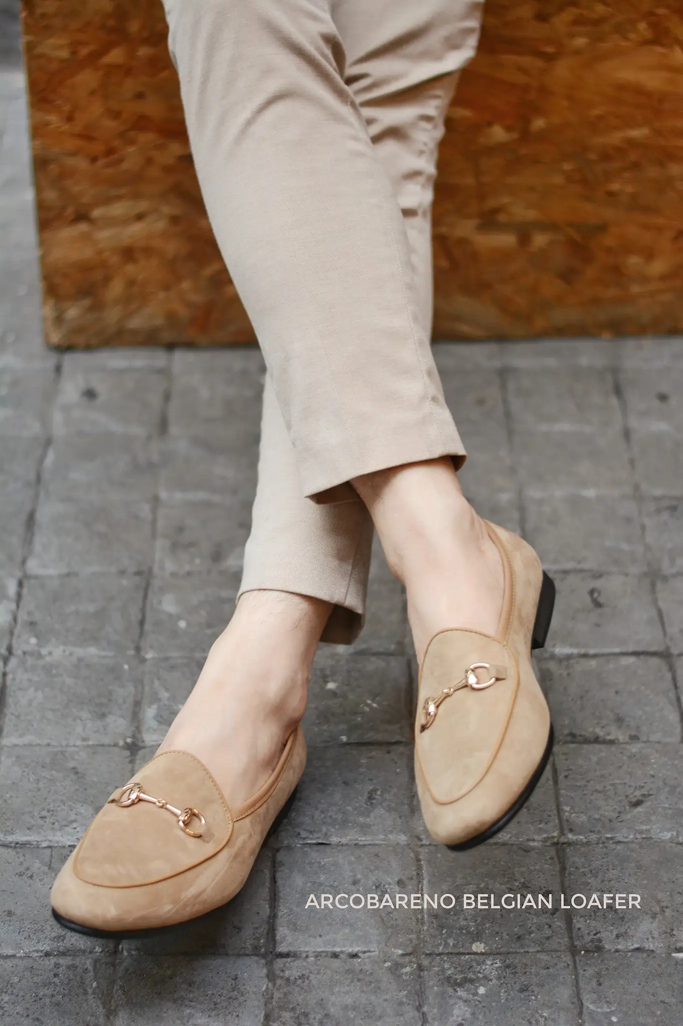 702-4 Horsebit Suede Beige Belgian Loafers