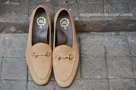 702-4 Horsebit Suede Beige Belgian Loafers