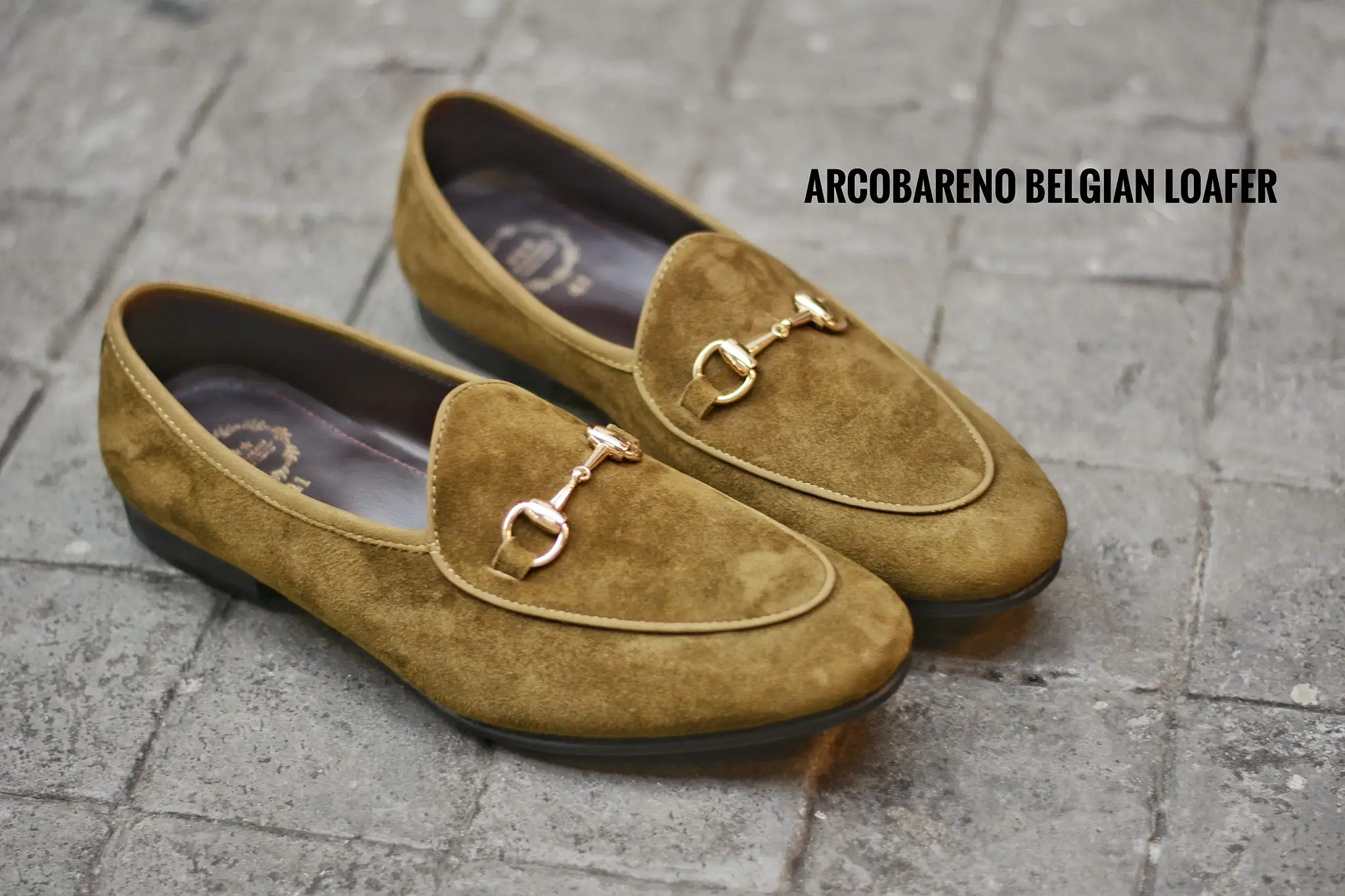 702-4 Horsebit Suede Dark Khaki Belgian Loafers