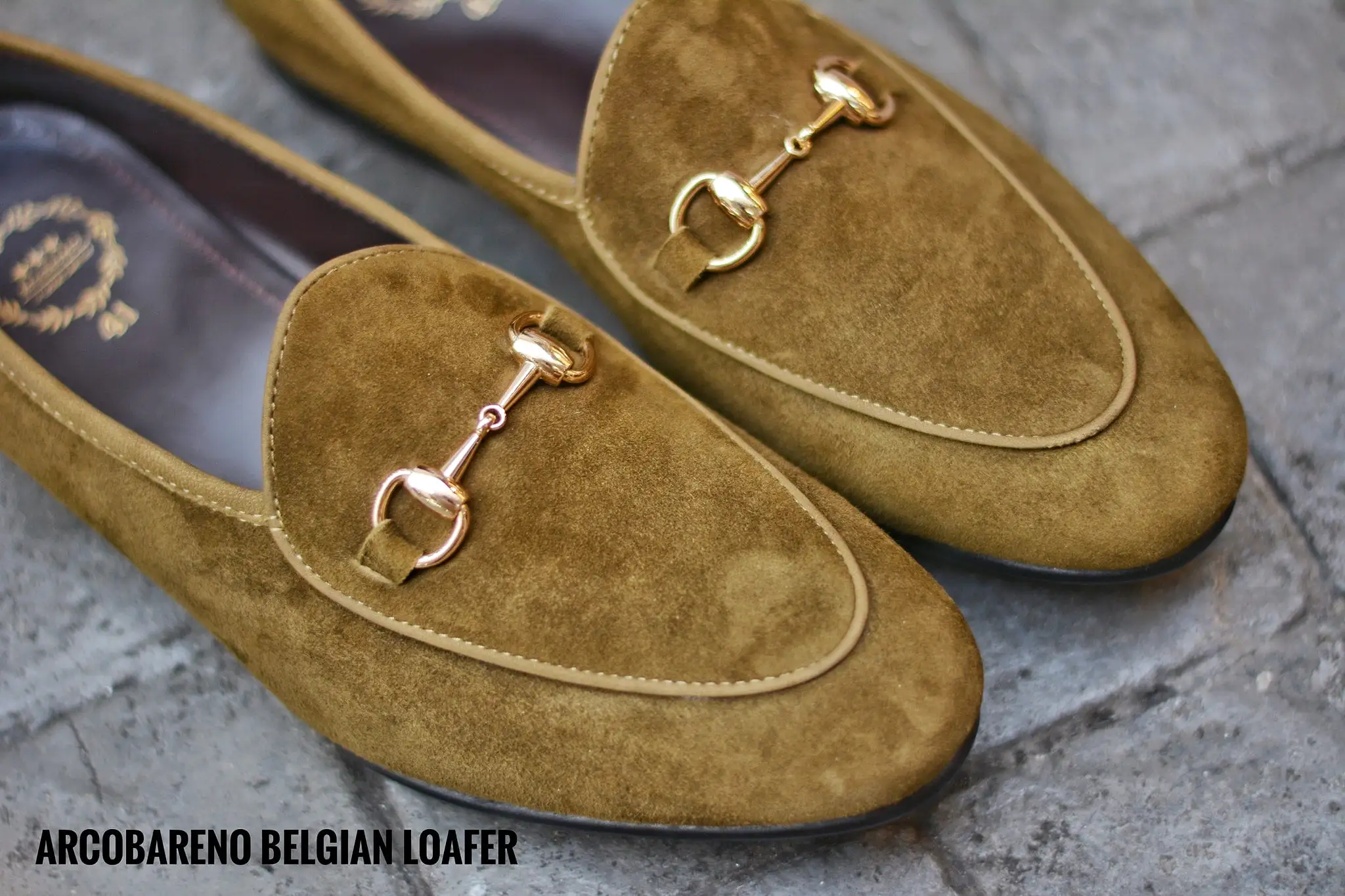 702-4 Horsebit Suede Dark Khaki Belgian Loafers