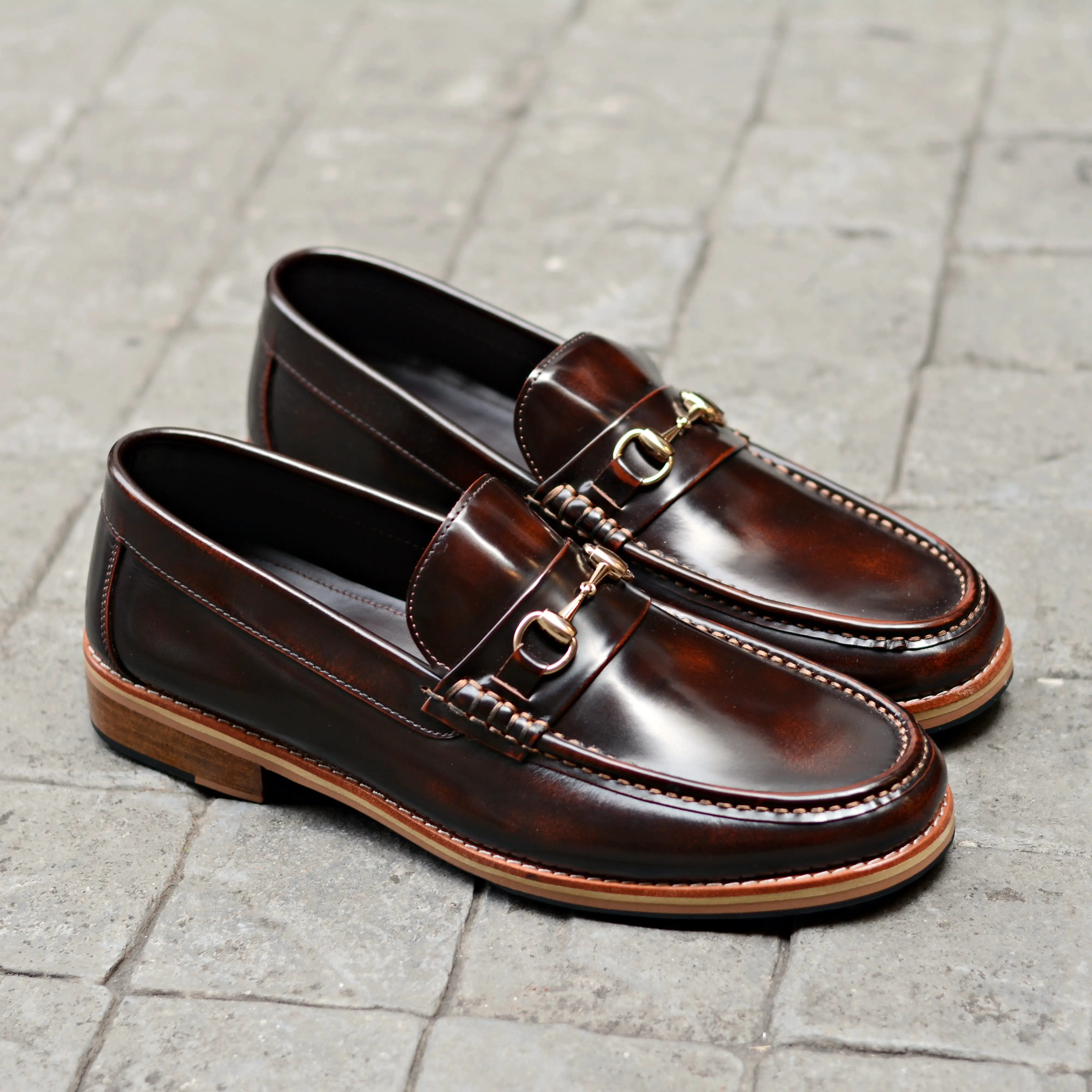 703 Wide Front Horsebit Loafer Burgundy