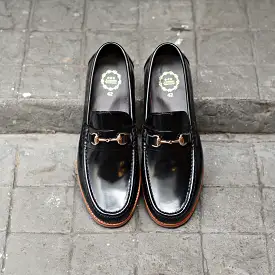 703 Wide Front Horsebit Loafer PianoBlack