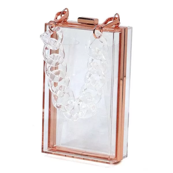 Acrylic Chain Handle See Thru Crossbody Clutch