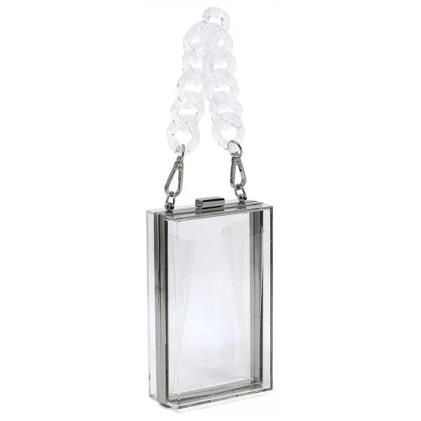 Acrylic Chain Handle See Thru Crossbody Clutch