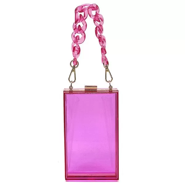 Acrylic Chain Handle See Thru Crossbody Clutch