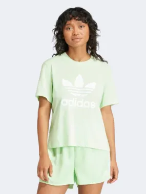 Adidas Adicolor Trefoil Boxy Women Original T-Shirt Semi Green Spark