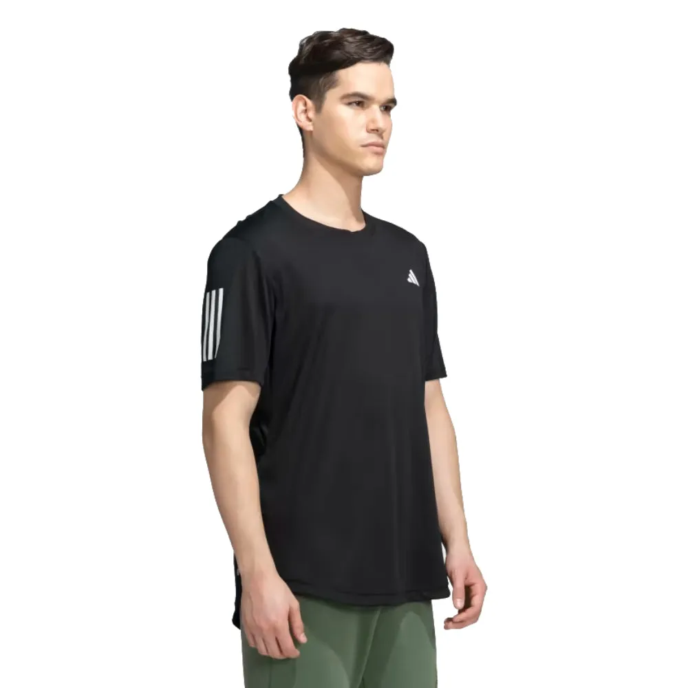 Adidas Men's Club 3 Stripes Tennis Tee (Pure Black)