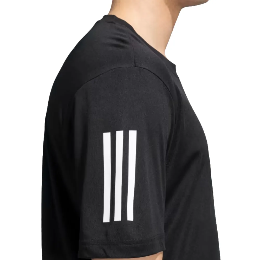 Adidas Men's Club 3 Stripes Tennis Tee (Pure Black)