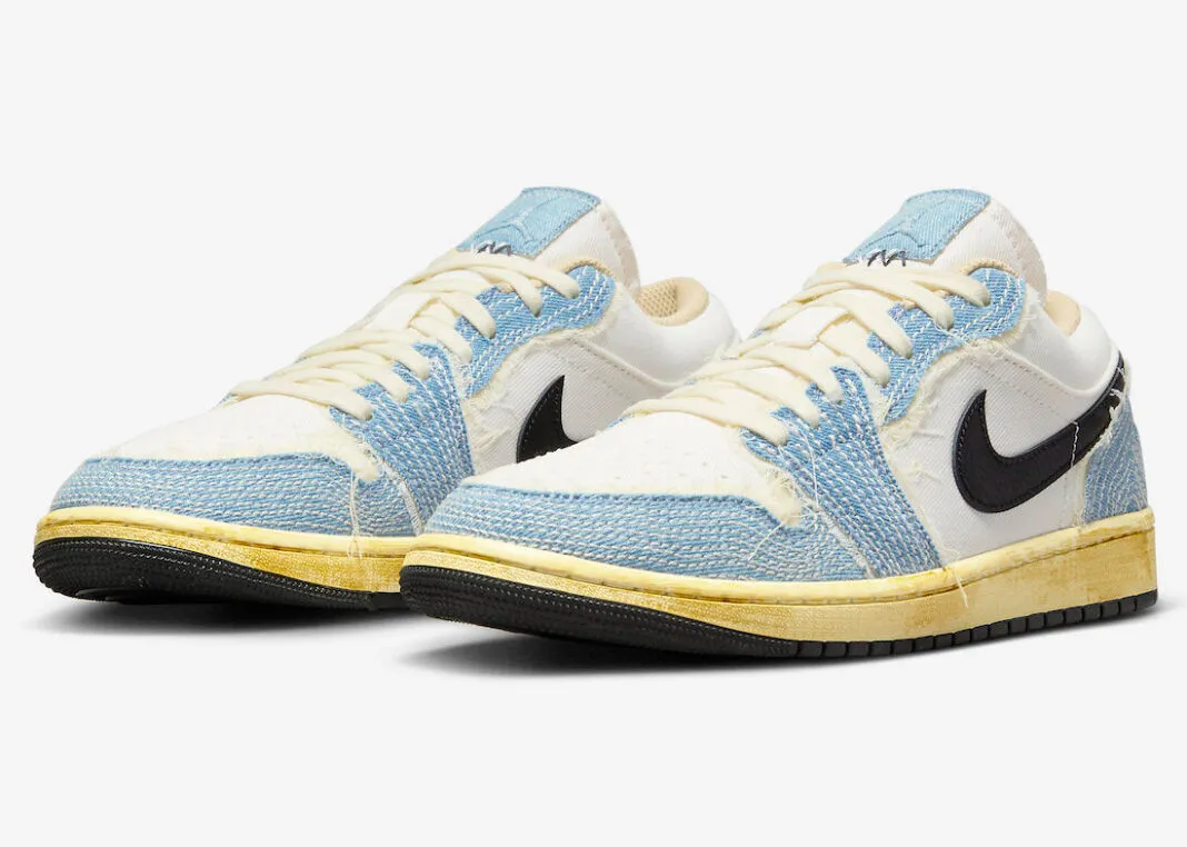 Air Jordan 1 Low Sashiko Denim Ashen Slate Pale Ivory Sesame FN7670-493