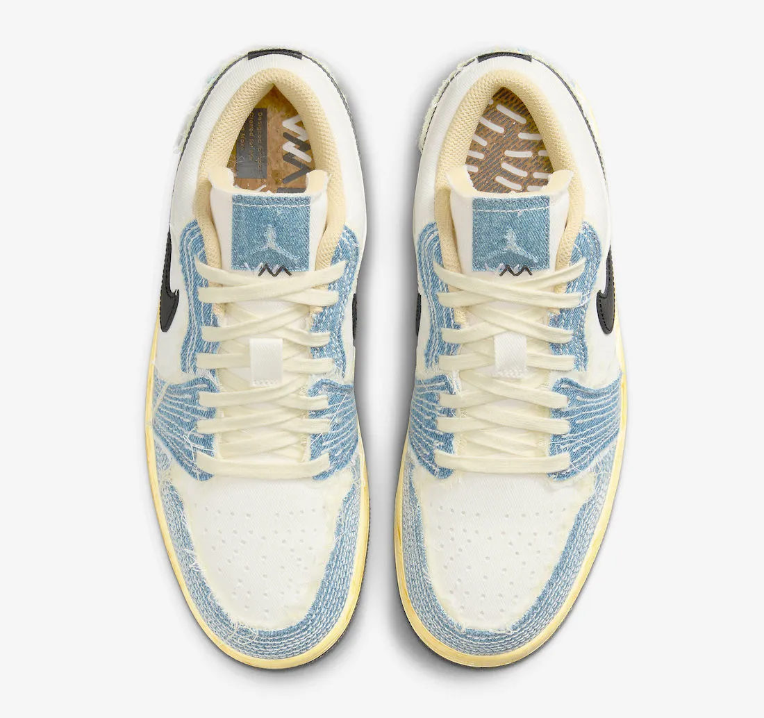 Air Jordan 1 Low Sashiko Denim Ashen Slate Pale Ivory Sesame FN7670-493