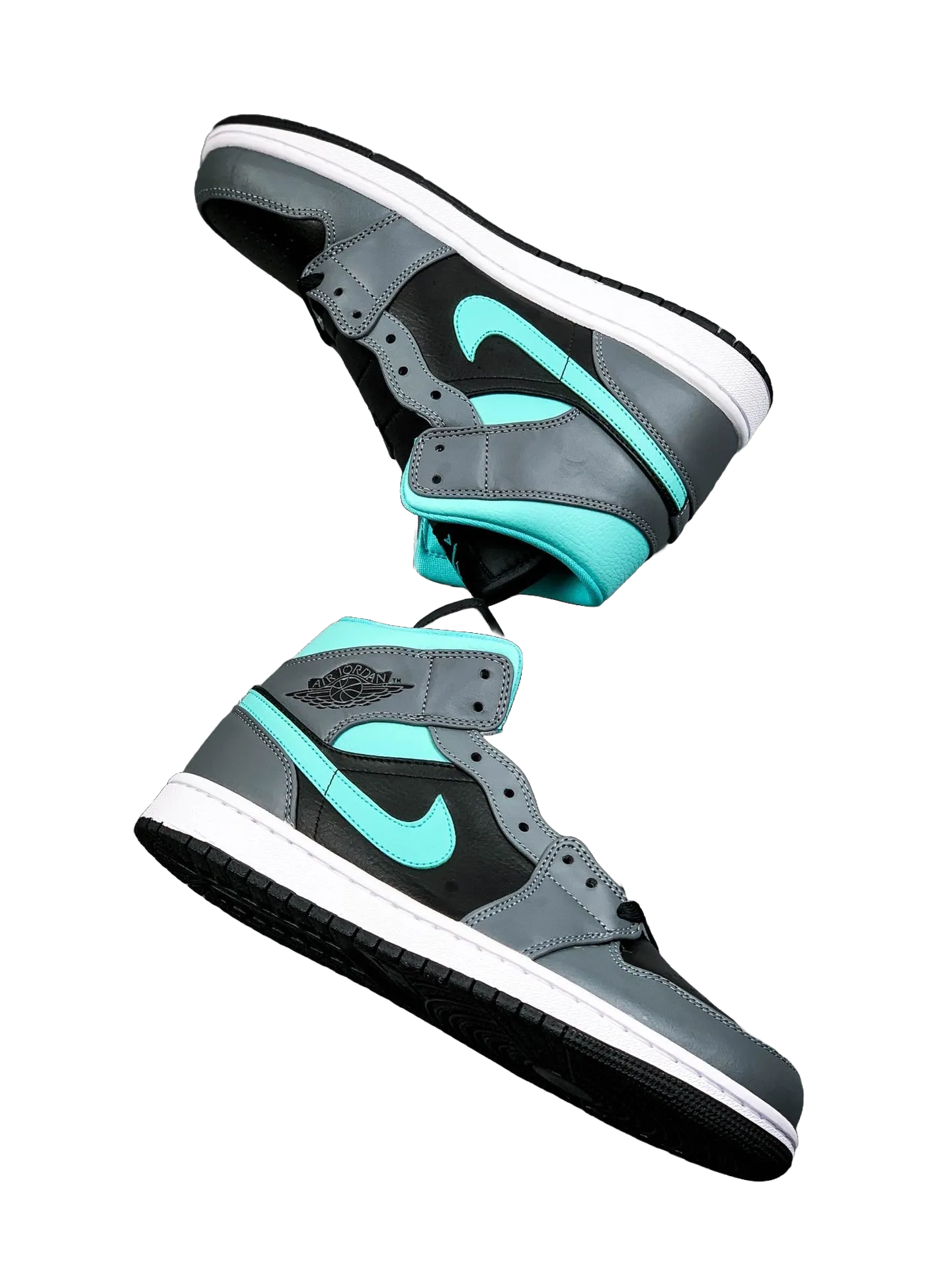 AIR JORDAN 1 MID GREY/AQUA BLUE/WHITE