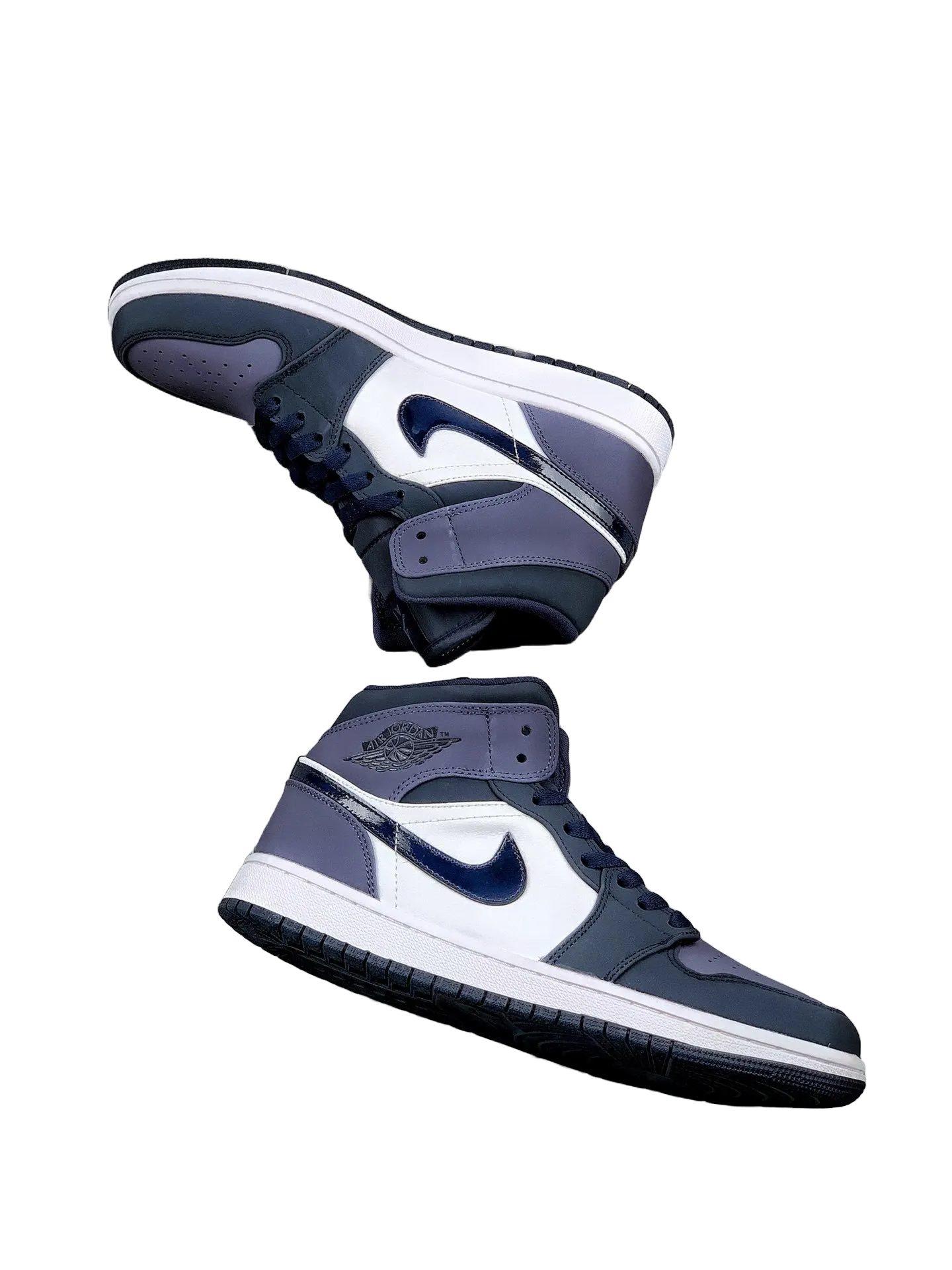 AIR JORDAN 1 MID OBSIDIAN/SANDED PURPLE-WHITE