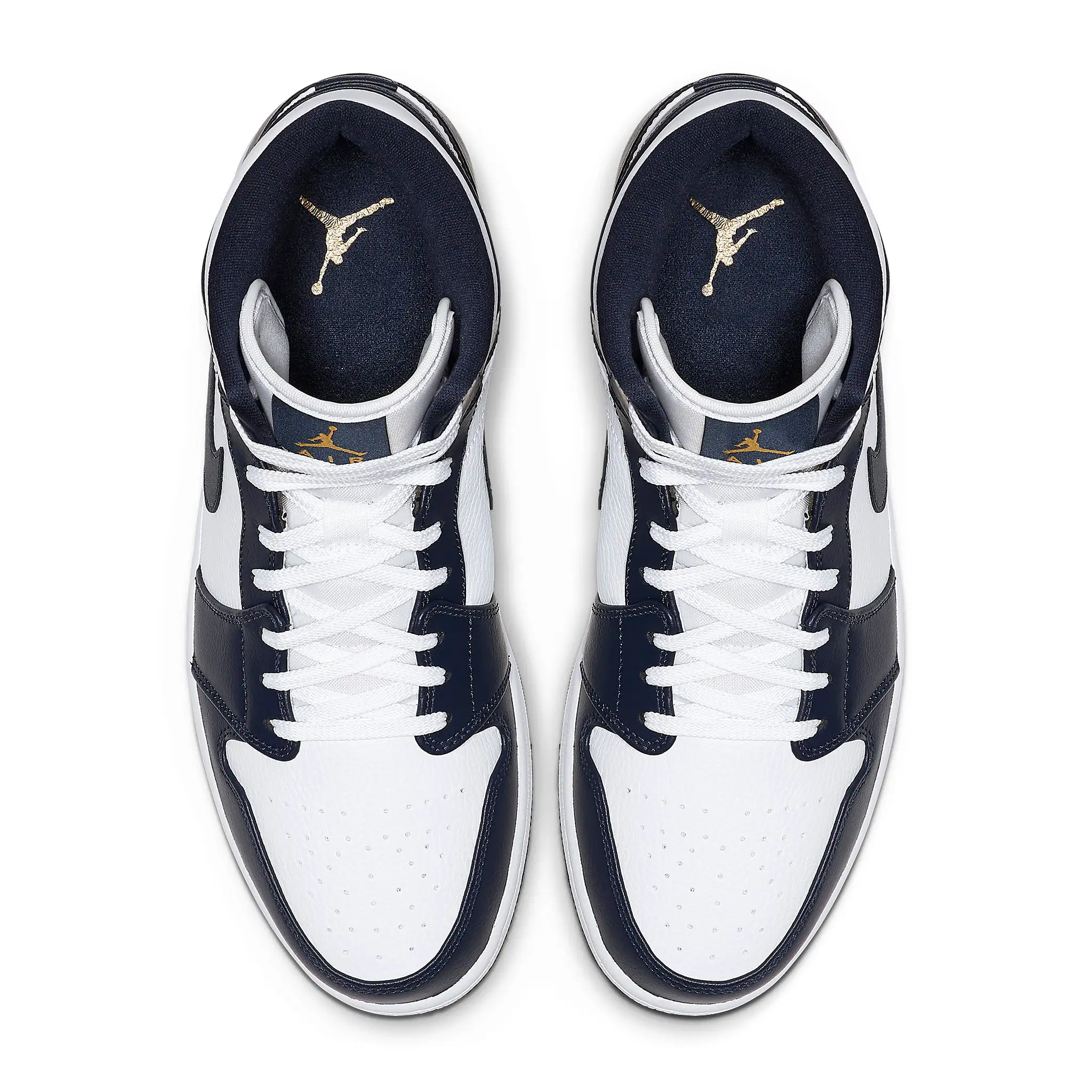 Air Jordan 1 Mid White Metallic Gold Obsidian