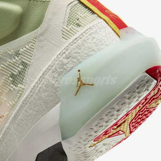 Air Jordan 37 CNY Year of the Rabbit Sanded Gold Faded Green Challenge Red FD4688-100