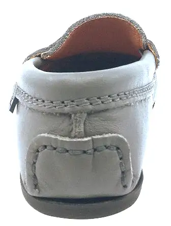 Atlanta Mocassin Boy's & Girl's Grey Smooth Slip On Moccasin Penny Loafer Shoe