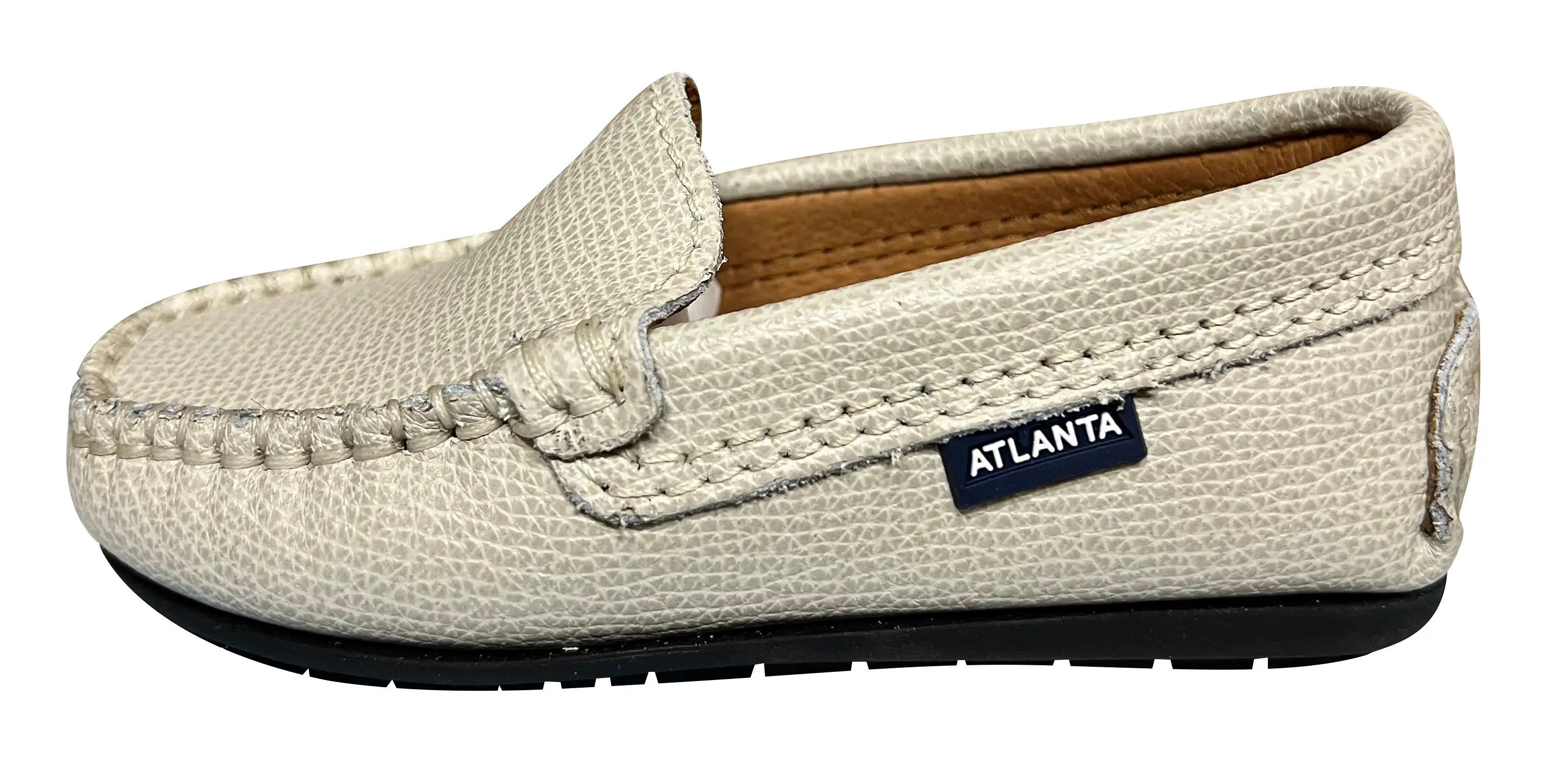 Atlanta Mocassin Boy's & Girl's Originals 015 Plain Vamp Loafers - Sand Little Grainy