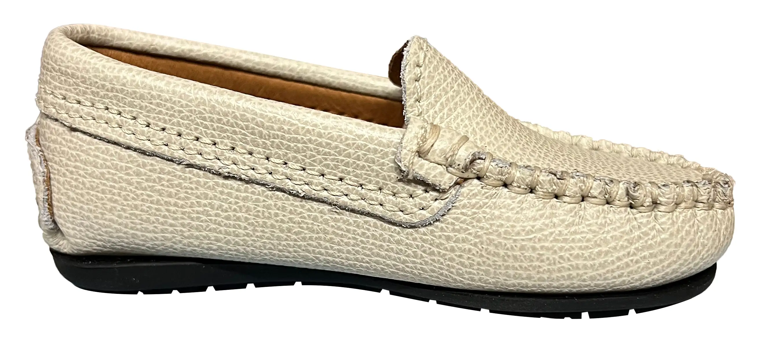 Atlanta Mocassin Boy's & Girl's Originals 015 Plain Vamp Loafers - Sand Little Grainy