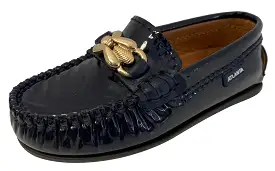 Atlanta Mocassin Boy's & Girl's Ornament Moccasin, Navy Blue