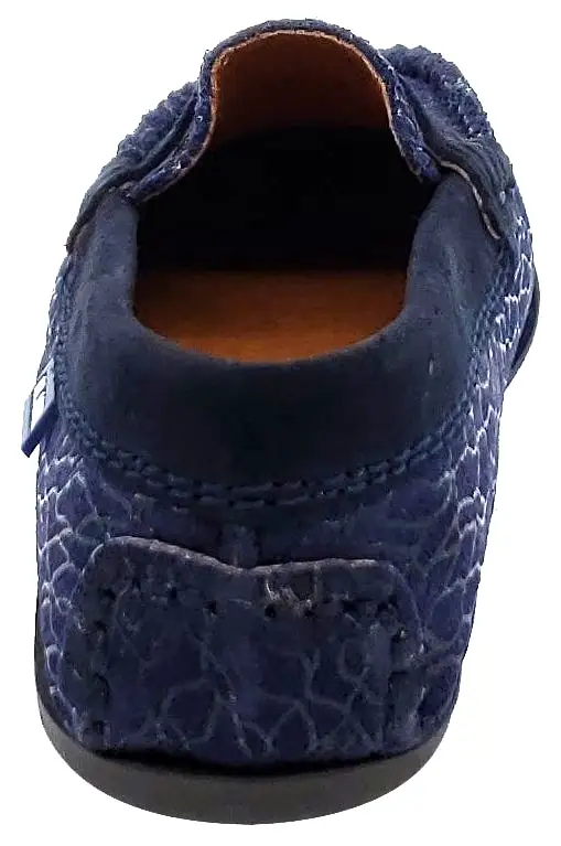 Atlanta Mocassin Girl's and Boy's Embellished Suede Penny Loafers, Navy Suede