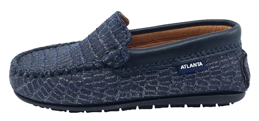 Atlanta Mocassin Girl's and Boy's Leather Loafers, Navy Blue