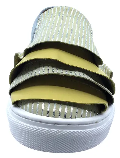 Atlanta Mocassin Girl's Slip-On Step-In Sneakers, Yellow, Gold, Silver