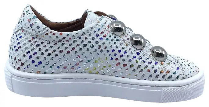 Atlanta Mocassin Shoes Girl's Iridescent Sneakers, White