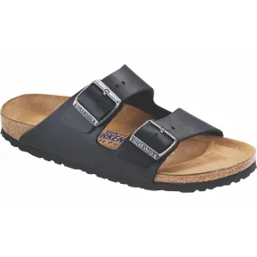 Birkenstock Arizona Oiled Leather Soft Footbed Sandal in Black