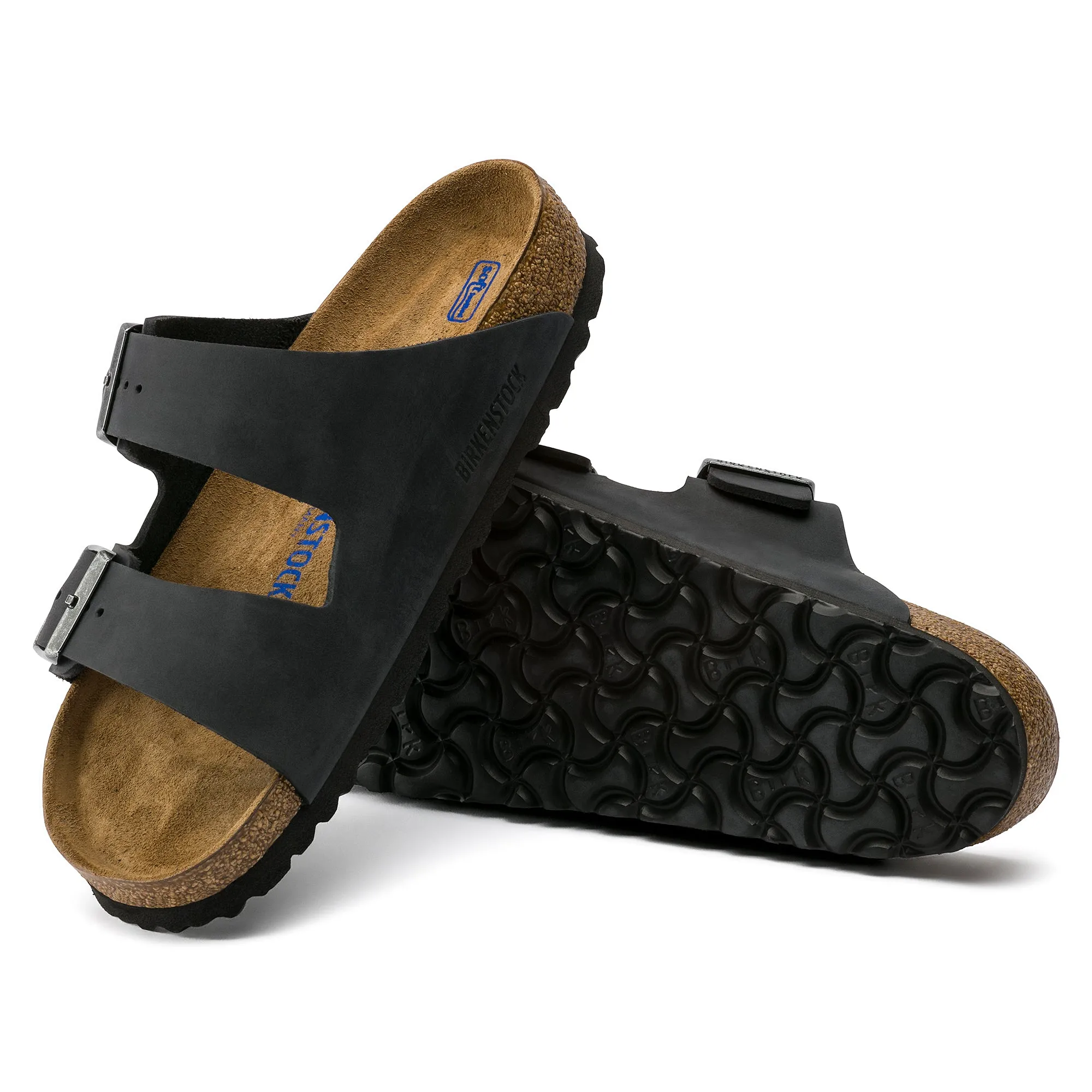 Birkenstock Arizona Oiled Leather Soft Footbed Sandal in Black