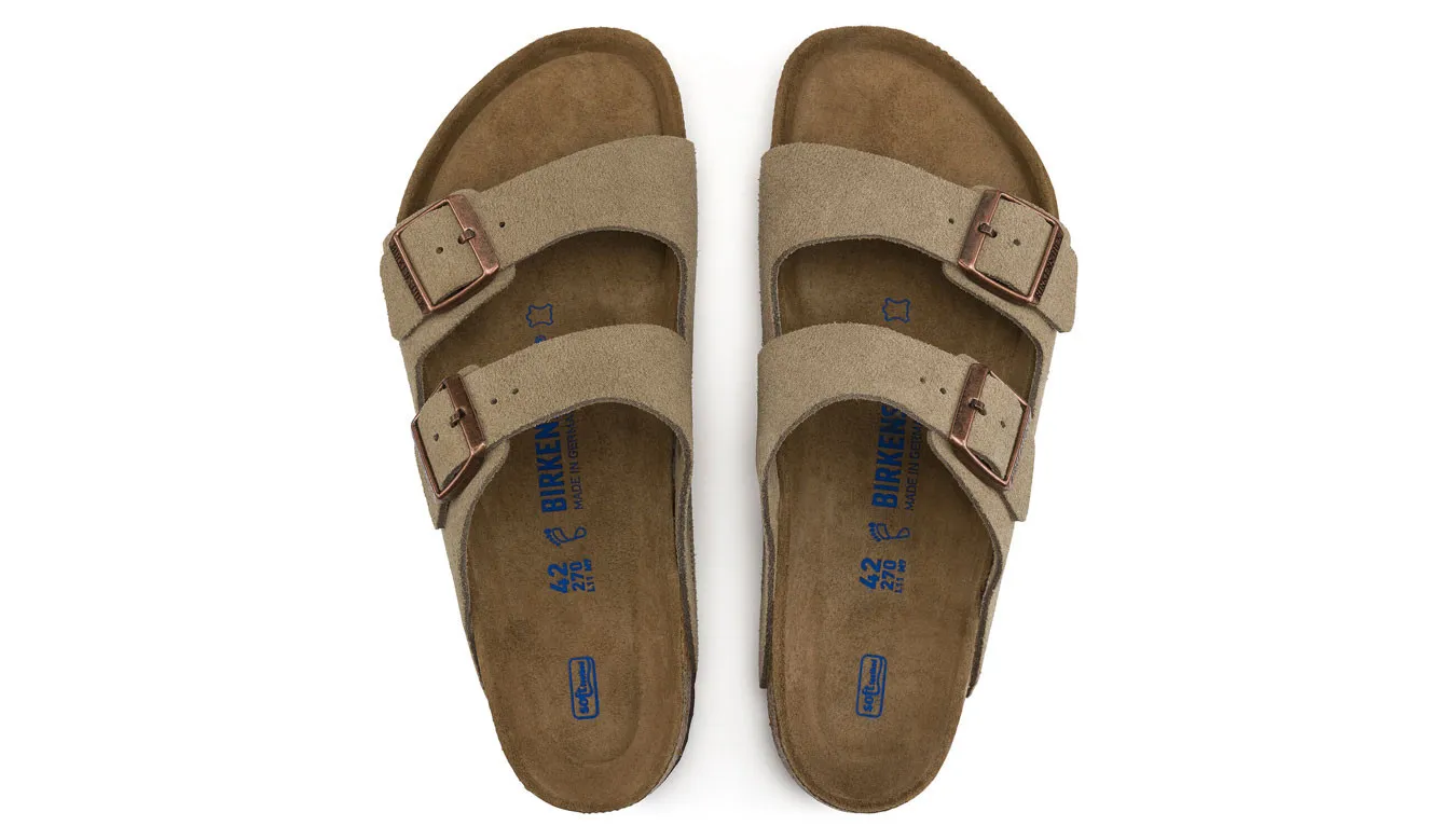 Birkenstock Arizona Soft Footbed Suede Leather Taupe Narrow Fit