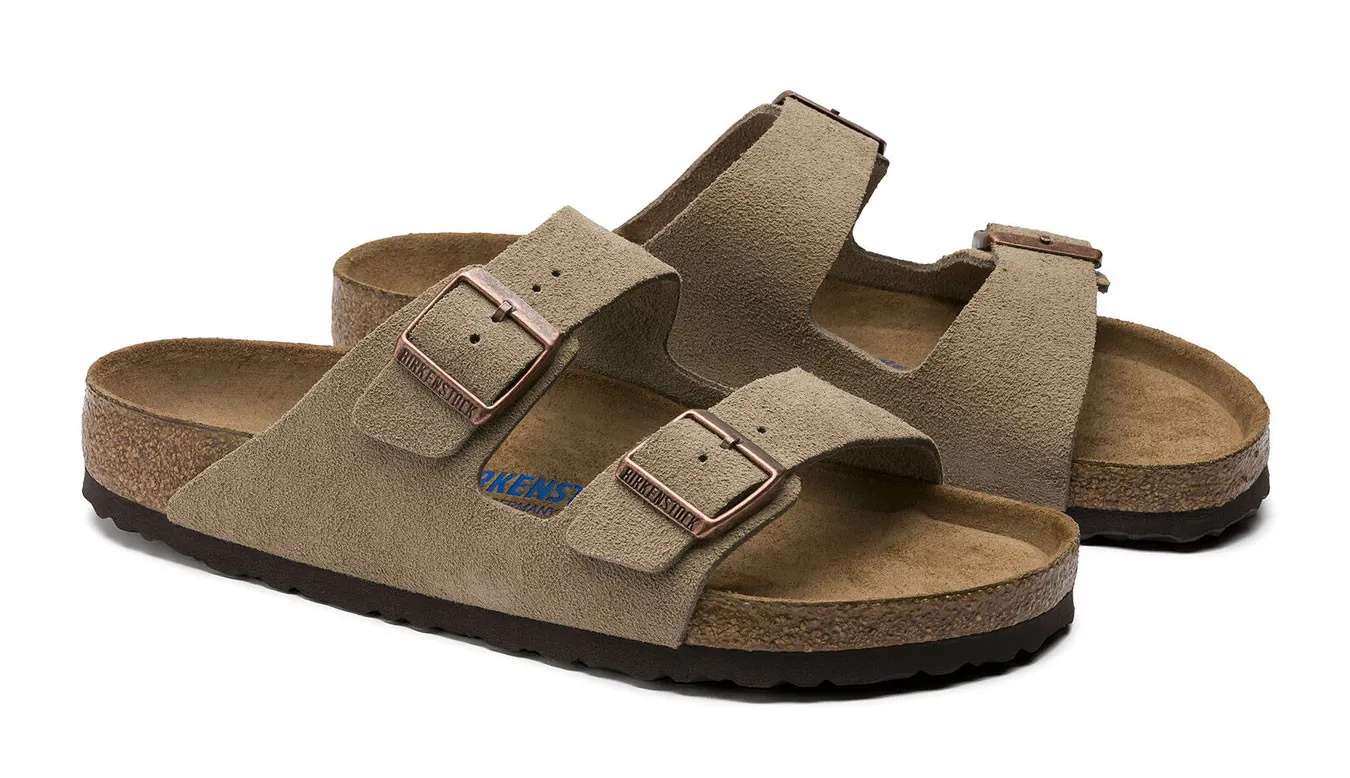 Birkenstock Arizona Soft Footbed Suede Leather Taupe Narrow Fit